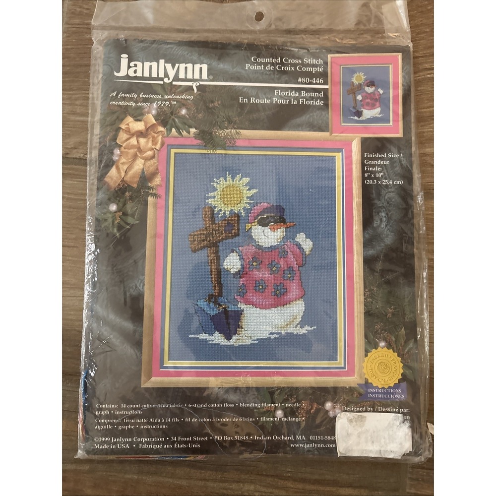 Janlynn Florida Bound -Counted Cross Stitch Kit # 80-446 1999 VTG New In Package